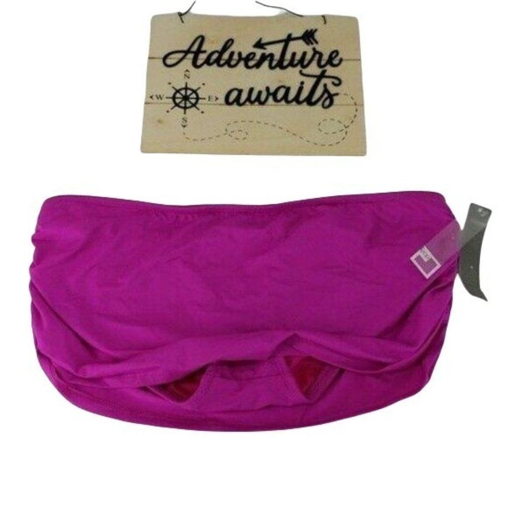 JCPenney Pink Ruched Swim Skirt Bottom with Built-in Brief Largeā NEW